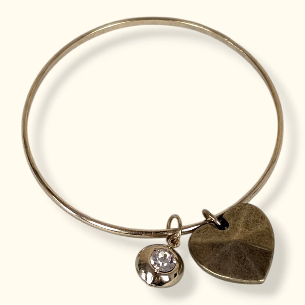 Dangling Puffy Heart & Rhinestone Bracelet - Picture 3 of 4